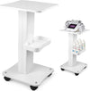 3 Tiers Beauty Trolley Cart with Wheels, Aluminum Salon Rolling Cart Work Station for Spa Pedicure Tattoo Craft Supplies, White