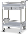 Movable Hand Trucks Household Serving Cart Lab Equipment Cart with 2 Abs Drawers,2 Shelf Dental Beauty Spa Rolling with Silent Wheels/Beige/73X53X90Cm,
