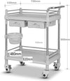 Movable Hand Trucks Household Serving Cart Lab Equipment Cart with 2 Abs Drawers,2 Shelf Dental Beauty Spa Rolling with Silent Wheels/Beige/73X53X90Cm,