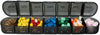 Housoutil Weekly Medicine Organizer Pill Box, Detachable 7-Compartment Portable Medicine Case, Black, 241mm X 44mm X 26.5mm, Daily Use Pill Storage for Travel and Home
