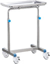 Adjustable Stainless Steel Mayo Tray Stand - Height-Adjustable Trolley for Medical, Dental, Tattoo, Spa, and Salon Equipment - Durable and Versatile Utility Cart