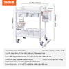 VEVOR Medical Mobile Trolley Cart with 2 Drawers & 3 Trash Cans, 2 Tiers Beauty Salon Rolling Trolley with 4 Silent Wheels & 2 Dirts Bucket & Bowl, Medical Utility Cart for Hospital Dental Clinic Lab