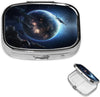 Square Round Pill Case Earth and Moon Pill Box Daily 2 Compartment Travel Pill Container for Pocket Purse Portable Medicine Cod Liver Oil Storage Box 2 Times a Day Pill Organizer