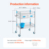 VEVOR Lab Rolling Cart, 3-Shelf Stainless Steel Rolling Cart, Lab Serving Cart with Swivel Casters, Dental Utility Cart for Clinic, Lab, Hospital, Salon, 26.38"x15.55"x34.13"