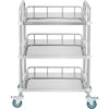 VEVOR Lab Rolling Cart, 3-Shelf Stainless Steel Rolling Cart, Lab Serving Cart with Swivel Casters, Dental Utility Cart for Clinic, Lab, Hospital, Salon, 26.38"x15.55"x34.13"