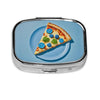 Square Round Pill Case Light Blue Pizza Slice Pill Box Daily 2 Compartment Travel Pill Container for Pocket Purse Portable Medicine Cod Liver Oil Storage Box 2 Times a Day Pill Organizer