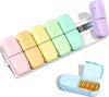 Daviky Magnetic Pill Organizer 2 Times a Day, Weekly AM PM Pill Case, Pill Box 7 Day with Magnets and Stand, Large Medicine Organizer for Medication, Vitamins and Supplements, Macaron