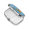 Square Round Pill Case Light Blue Pizza Slice Pill Box Daily 2 Compartment Travel Pill Container for Pocket Purse Portable Medicine Cod Liver Oil Storage Box 2 Times a Day Pill Organizer