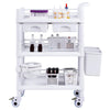 VEVOR Medical Mobile Trolley Cart with 2 Drawers & 3 Trash Cans, 2 Tiers Beauty Salon Rolling Trolley with 4 Silent Wheels & 2 Dirts Bucket & Bowl, Medical Utility Cart for Hospital Dental Clinic Lab