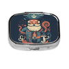 Square Round Pill Case Pirate Characters Pill Box Daily 2 Compartment Travel Pill Container for Pocket Purse Portable Medicine Cod Liver Oil Storage Box 2 Times a Day Pill Organizer