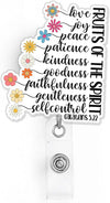 Galatians 5 22 The Fruit of The Spirit Christ Badge Reel Bible Christian Religious Badge Holder with Retractable Clip for RN LPN MA Medical Worker Teacher Doctor Accessories Gifts 2 Inches