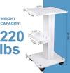 3 Tiers Beauty Trolley Cart with Wheels, Aluminum Salon Rolling Cart Work Station for Spa Pedicure Tattoo Craft Supplies, White