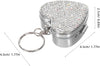 HOMSFOU Portable Travel Pill Organizer Box Mini Stainless Steel Heart-Shaped Medicine Case with Rhinestones Small Vitamin Container for Purse Pocket Storage