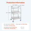 VEVOR Lab Rolling Cart, 3-Shelf Stainless Steel Rolling Cart, Lab Serving Cart with Swivel Casters, Dental Utility Cart for Clinic, Lab, Hospital, Salon, 26.38"x15.55"x34.13"