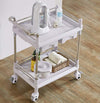 Movable Hand Trucks Household Serving Cart Lab Equipment Cart with 2 Abs Drawers,2 Shelf Dental Beauty Spa Rolling with Silent Wheels/Beige/73X53X90Cm,