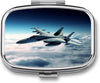 Aircraft Fighter Jets Pill Case,2 Compartment Small Pill Box Metal Portable Medicine Box Mini Medication Organizer Storage Travel Organizer for Pocket Purse