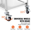 VEVOR Lab Rolling Cart, 3-Shelf Stainless Steel Rolling Cart, Lab Serving Cart with Swivel Casters, Dental Utility Cart for Clinic, Lab, Hospital, Salon, 26.38"x15.55"x34.13"