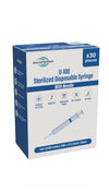 U-100 Disposable Syringe with Needle 1ml / cc (U100 units) 29G x 5/16-inch (8mm), Individually Sealed, Hygienic and Blister Wrapped - U100 29G 8mm (0.3 inch) - (Pack of 30)