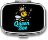 Queen Funny Bee Pill Organizer Travel Pill Box Metal Medicine Pill Case Pill Container for Pocket Purse