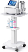 Esthetician Machine Stand with Wheels, 220 lbs Capacity Beauty Salon Rolling Trolley Cart with 2 Locking Casters, Iron Spa Equipment Cart for Facial & RF Devices, White