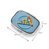 Square Round Pill Case Light Blue Pizza Slice Pill Box Daily 2 Compartment Travel Pill Container for Pocket Purse Portable Medicine Cod Liver Oil Storage Box 2 Times a Day Pill Organizer