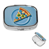 Square Round Pill Case Light Blue Pizza Slice Pill Box Daily 2 Compartment Travel Pill Container for Pocket Purse Portable Medicine Cod Liver Oil Storage Box 2 Times a Day Pill Organizer