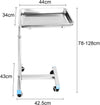 Adjustable Stainless Steel Mayo Tray Stand - Height Adjustable Trolley for Medical, Dental, Tattoo, Spa, and Salon Equipment - Versatile & Durable