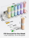 Magnetic Weekly Pill Organizer 2 Times a Day, AM PM Pill Box 7 Day, Removable Large Twice Medicine Pill Case, Medication Container Holder for Vitamins and Supplements, Rainbow