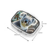 Square Round Pill Case Light Blue Pizza Slice Pill Box Daily 2 Compartment Travel Pill Container for Pocket Purse Portable Medicine Cod Liver Oil Storage Box 2 Times a Day Pill Organizer