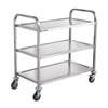 VEVOR Lab Rolling Cart, 3-Shelf Stainless Steel Rolling Cart, Lab Serving Cart with Swivel Casters, Dental Utility Cart for Clinic, Lab, Hospital, Salon, 26.38"x15.55"x34.13"