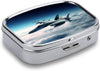 Aircraft Fighter Jets Pill Case,2 Compartment Small Pill Box Metal Portable Medicine Box Mini Medication Organizer Storage Travel Organizer for Pocket Purse