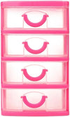 Multi Layer Plastic Storage Box Hair Accessories Jewelry Smile Drawer Cabinet Office Desktop 4 Stack & Carry Multipurpose Portable Container Handled Organizer