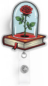 Romance Rose Flower Badge Reel Romance Reading Nurse Badge Reel Bookish ID Badge Holder with Retractable Clip for Doctor Student Medical Assistant Coworker Work Doctor Accessories Gifts 2 Inches