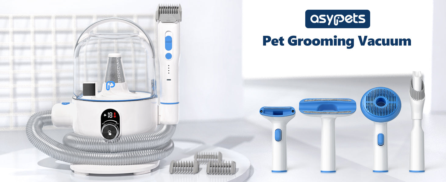 Dog Grooming Kit with 2L Vacuum Suction 99% Pet Hair-Professional Pet Grooming Vacuum Kit with 5 Grooming Tools for Dogs Cats
