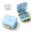 Small Pill Case Travel Pill Organizer - Moisture-Proof 7 Compartments Daily Pill Box for Purse, Pocket & Gym Bag, Secure Double Lock Medicine Vitamin Container for Supplements/Fish Oil - Sky Blue