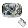 Square Round Pill Case Light Blue Pizza Slice Pill Box Daily 2 Compartment Travel Pill Container for Pocket Purse Portable Medicine Cod Liver Oil Storage Box 2 Times a Day Pill Organizer