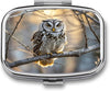 Owl on A Branch Pill Case Portable Medicine Organizer Compact Travel Pill Box Small Metal Medicine Box for Purse Pocket Pill Container Holder 2 Compartments Medication Holder