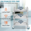 VEVOR Lab Rolling Cart, 3-Shelf Stainless Steel Rolling Cart, Lab Serving Cart with Swivel Casters, Dental Utility Cart for Clinic, Lab, Hospital, Salon, 26.38"x15.55"x34.13"