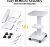 Esthetician Machine Stand with Wheels, 220 lbs Capacity Beauty Salon Rolling Trolley Cart with 2 Locking Casters, Iron Spa Equipment Cart for Facial & RF Devices, White