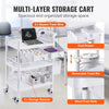 VEVOR Medical Mobile Trolley Cart with 2 Drawers & 3 Trash Cans, 2 Tiers Beauty Salon Rolling Trolley with 4 Silent Wheels & 2 Dirts Bucket & Bowl, Medical Utility Cart for Hospital Dental Clinic Lab