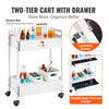 VEVOR Lab Rolling Cart, 3-Shelf Stainless Steel Rolling Cart, Lab Serving Cart with Swivel Casters, Dental Utility Cart for Clinic, Lab, Hospital, Salon, 26.38"x15.55"x34.13"