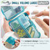 10 Compartment Small Pill Box, Travel Pill Organizer, Travel Medication Holder Dispenser Case Kit, Daily Portable Medicine Vitamin Container (Green)