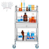 VEVOR Lab Rolling Cart, 3-Shelf Stainless Steel Rolling Cart, Lab Serving Cart with Swivel Casters, Dental Utility Cart for Clinic, Lab, Hospital, Salon, 26.38"x15.55"x34.13"