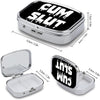 Cum Slut Metal 2 Compartment Pill Organizer Portable Pill Box for Pocket Daily Portable Medicine Vitamin Tablet Storage