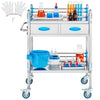 VEVOR Lab Rolling Cart, 3-Shelf Stainless Steel Rolling Cart, Lab Serving Cart with Swivel Casters, Dental Utility Cart for Clinic, Lab, Hospital, Salon, 26.38"x15.55"x34.13"