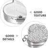 HOMSFOU Portable Travel Pill Organizer Box Mini Stainless Steel Heart-Shaped Medicine Case with Rhinestones Small Vitamin Container for Purse Pocket Storage