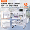 VEVOR Medical Mobile Trolley Cart with 2 Drawers & 3 Trash Cans, 2 Tiers Beauty Salon Rolling Trolley with 4 Silent Wheels & 2 Dirts Bucket & Bowl, Medical Utility Cart for Hospital Dental Clinic Lab