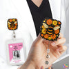Bumble Bee Floral Badge Reel Nature Wildflower Animals Insect Lover ID Badge Holder with Retractable Clip for Doctor Student Medical Assistant Coworker Work Doctor Accessories Gifts 2 Inches