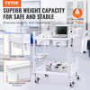 VEVOR Medical Mobile Trolley Cart with 2 Drawers & 3 Trash Cans, 2 Tiers Beauty Salon Rolling Trolley with 4 Silent Wheels & 2 Dirts Bucket & Bowl, Medical Utility Cart for Hospital Dental Clinic Lab