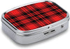 Red and Black Buffalo Scottish Tartan Plaid Checkered Metal 2 Compartment Pill Organizer Portable Pill Box for Pocket Daily Portable Medicine Vitamin Tablet Storage
